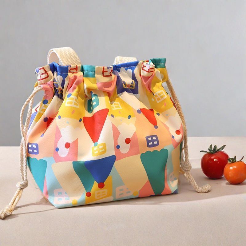 Bento con cordón, lonchera japonesa, bolso de trabajo, bolsillo portátil para estudiantes con bocas de arroz, lona linda impermeable