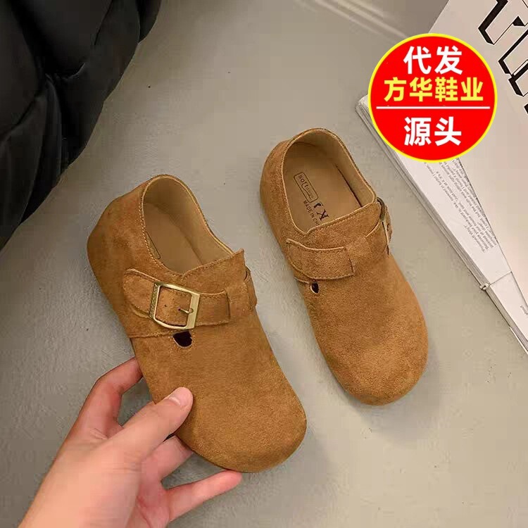 内增高勃肯鞋女2025秋季新款平底懒人一脚蹬豆豆鞋休闲单鞋女|undefined