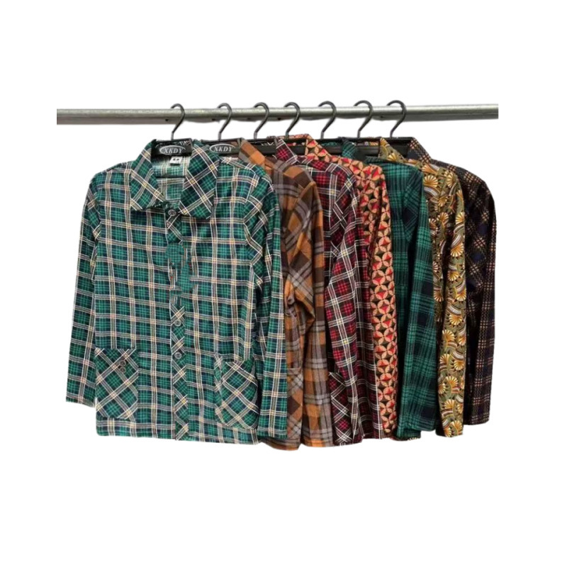 Spring and Summer Plaid Shirt Jacket for Women 2026 New Style Versatile Top for Middle-Aged and Elderly, Loose Retro Casual Long-Sleeve