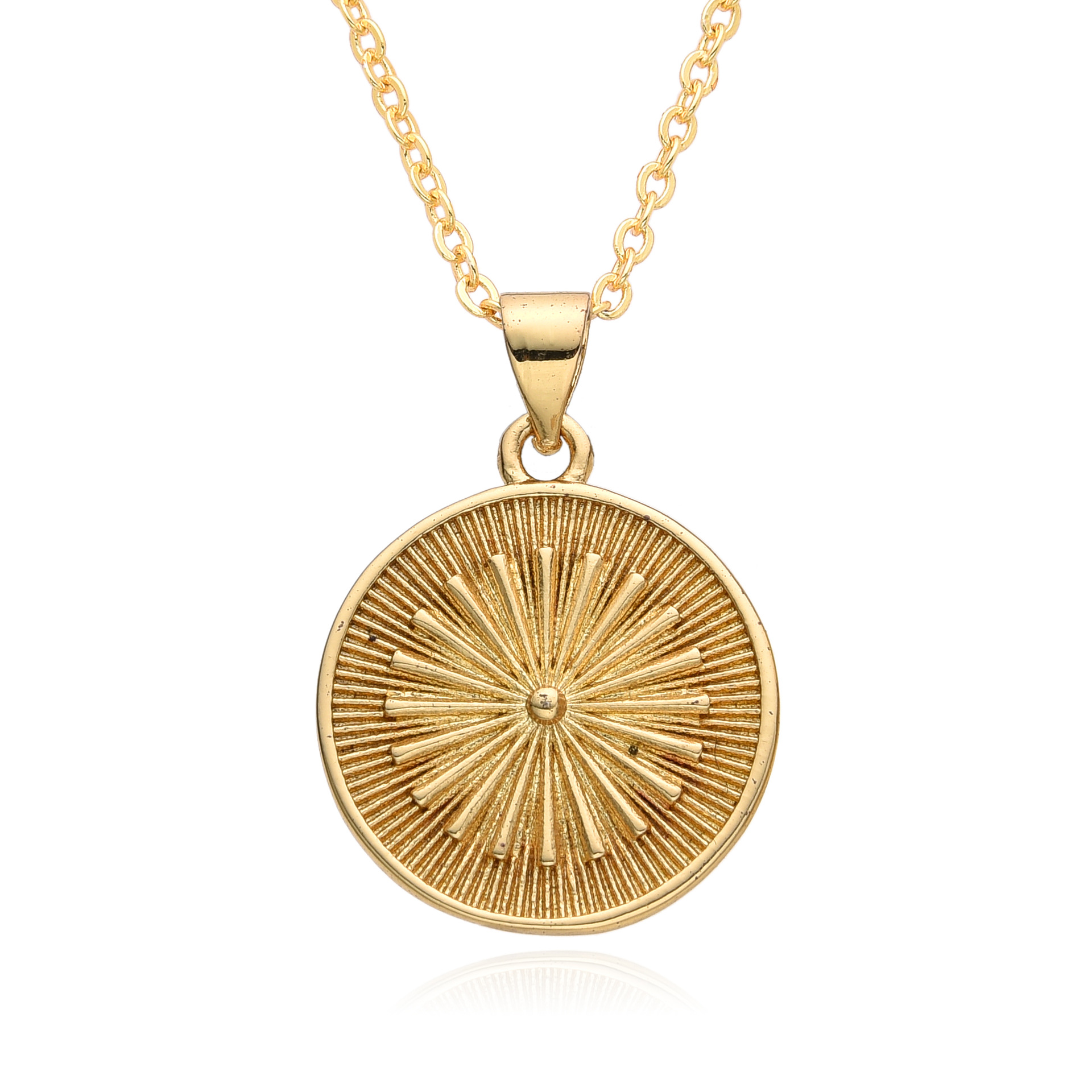 Collana con moneta in ottone placcato oro con ciondolo a forma di occhio di sole INS per uomo e donna_voghion.com