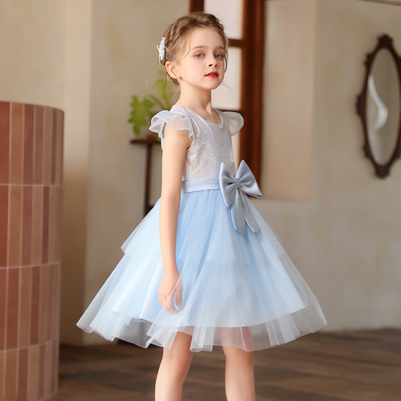 Falda de vestir para niñas verano nuevo estilo malla vestido de manga corta vestido para niños vestido de princesa de un año falda para niños