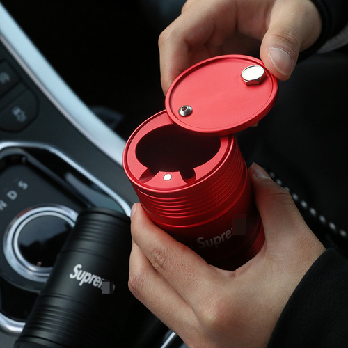 Trendy car aluminum alloy ashtray car supplies car metal flip cover new creative gift