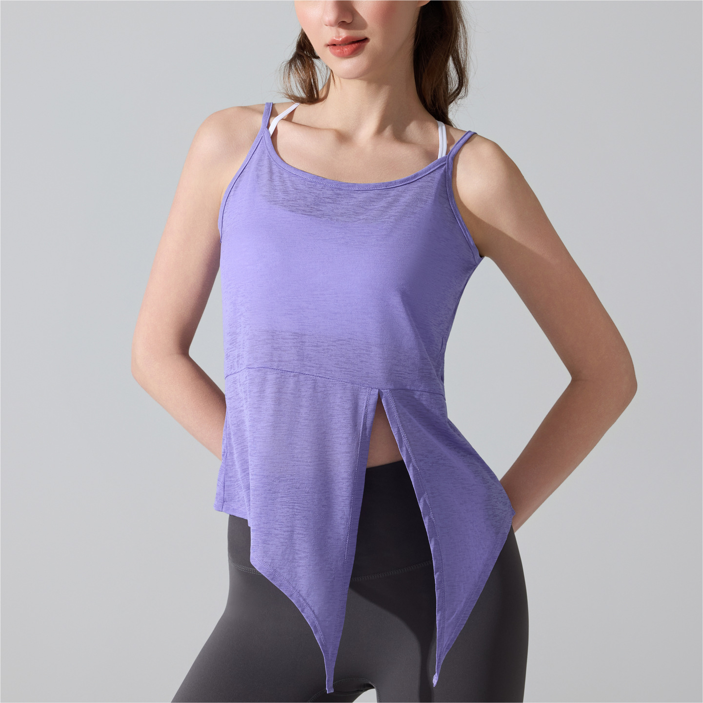 Europa y Estados Unidos transfronterizos camisas de yoga transpirables transpirables sin mangas y bifurcadas, chalecos deportivos, chalecos para correr, chalecos de ejercicios para mujeres