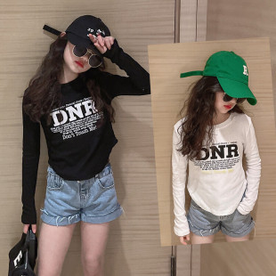 South Korea children's clothing 2022 children's long-sleeved T-shirt spring and autumn girls' long-sleeved inner letter printed top bottoming shirt fashion