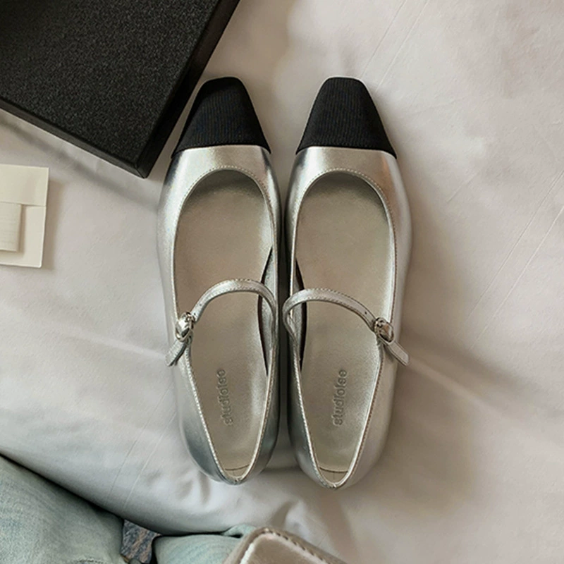 В наличии~Туфли Mary Jane в стиле "Марсельский любовный послание" от Grape Mom~Элегантные туфли Mary Jane во французском стиле с квадратным носком и цветовыми блоками