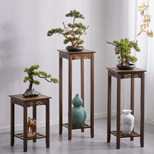 新中式花盆架楠竹雕刻复古花架置物架室内阳台加高盆栽展示架批发