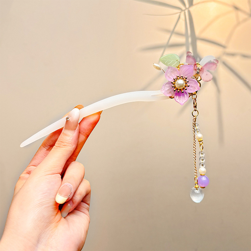 Nueva horquilla china 2025 nuevo estilo estilo antiguo horquilla mujer falda de cara de caballo de alta calidad estilo nacional horquilla de madera paso a paso horquilla tocado