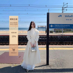 2025冬季新款氛围感白色100%羊毛大衣女冬双面呢中长款毛呢外套女