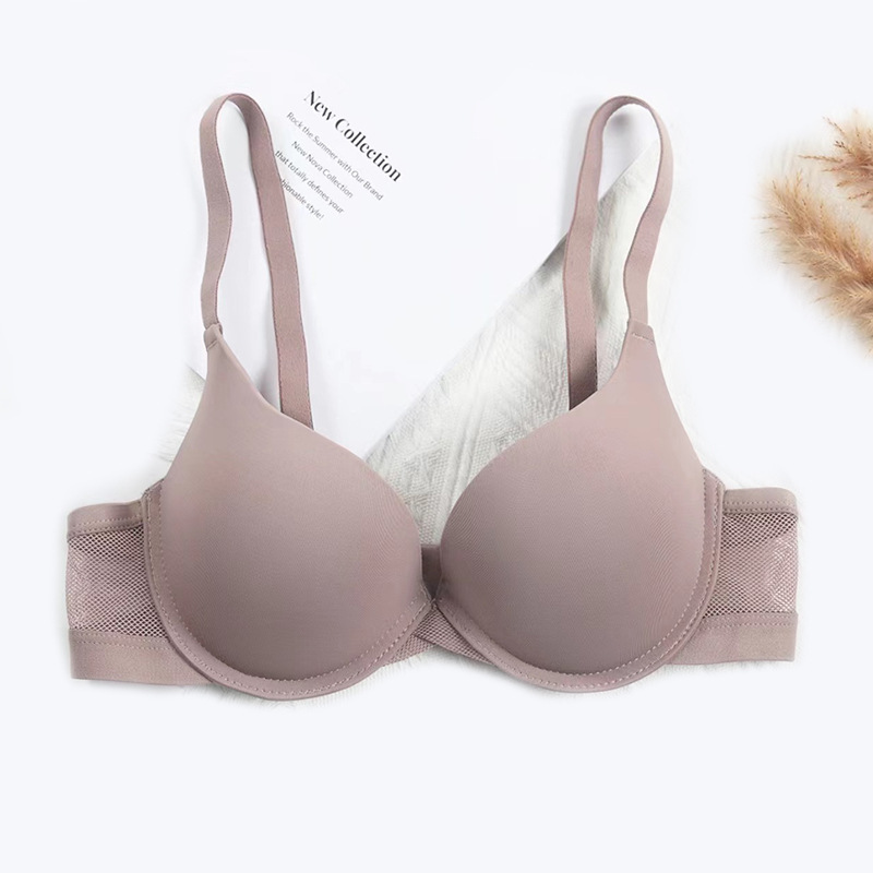 Fábrica de Shantou punto japonés ropa interior ligera y delgada no rastro de malla respirable para mujeres sujetador de verano