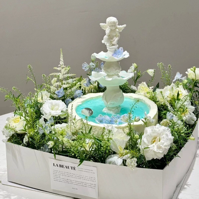 Маленький бассейн для желаний, украшение для торта на день рождения, ретро водяная колонна, фонтан, силиконовая форма, форма для шоколада из фондана