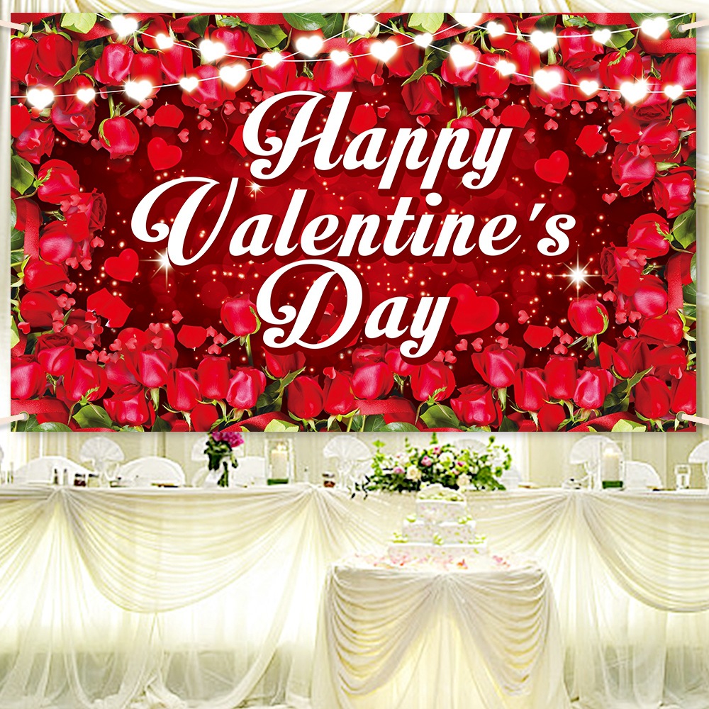 Amazon nuevo fondo del día de San Valentín decoración pancarta propuesta decoración de la boda rosa amor fondo tela foto