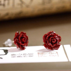 高含有天然鉱石辰砂イヤリング S925 スターリングシルバー針象嵌紫金砂ローズイヤリング女性用