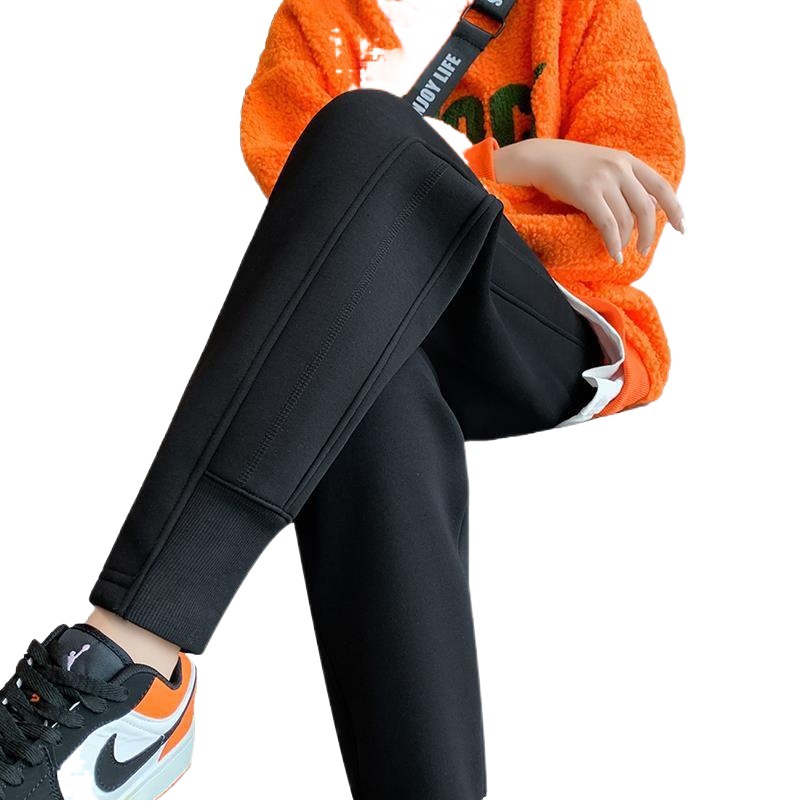 裏起毛スポーツパンツ レディース ブラック ハーレムパンツ ジョガーパンツ カジュアルパンツ 秋冬 ゆったり 着痩せ 暖かい スウェットパンツ 脚長効果