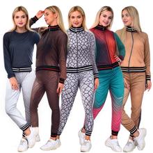 J2746  欧美跨境女装  秋季气质时尚休闲印花两件套  5色现货