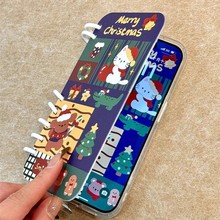 适用iPhone16promax皮套手机壳苹果15pro卡通圣诞熊兔14翻盖13女