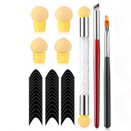 美甲工具海绵晕染笔斜口点戳笔方格纹路画花笔彩绘花卉美甲笔