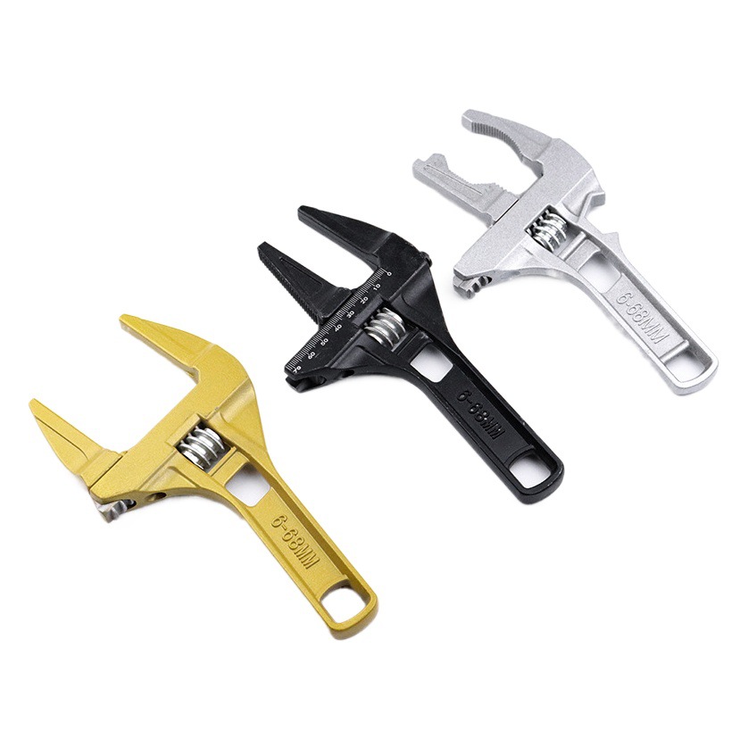 Fuente de la fábrica al por mayor grande de aleación de aluminio abierta mango corto llave de plomería móvil llave de baño de reparación de tuberías