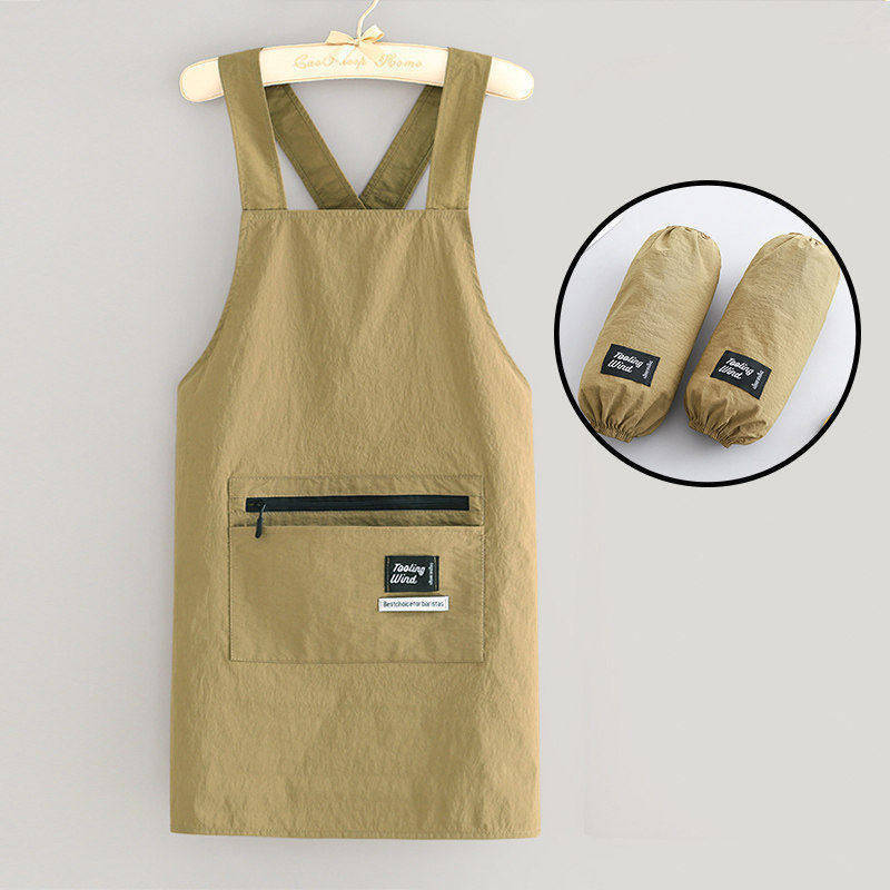 6068 cross strap water-repellent zipper pocket khaki + sleeves