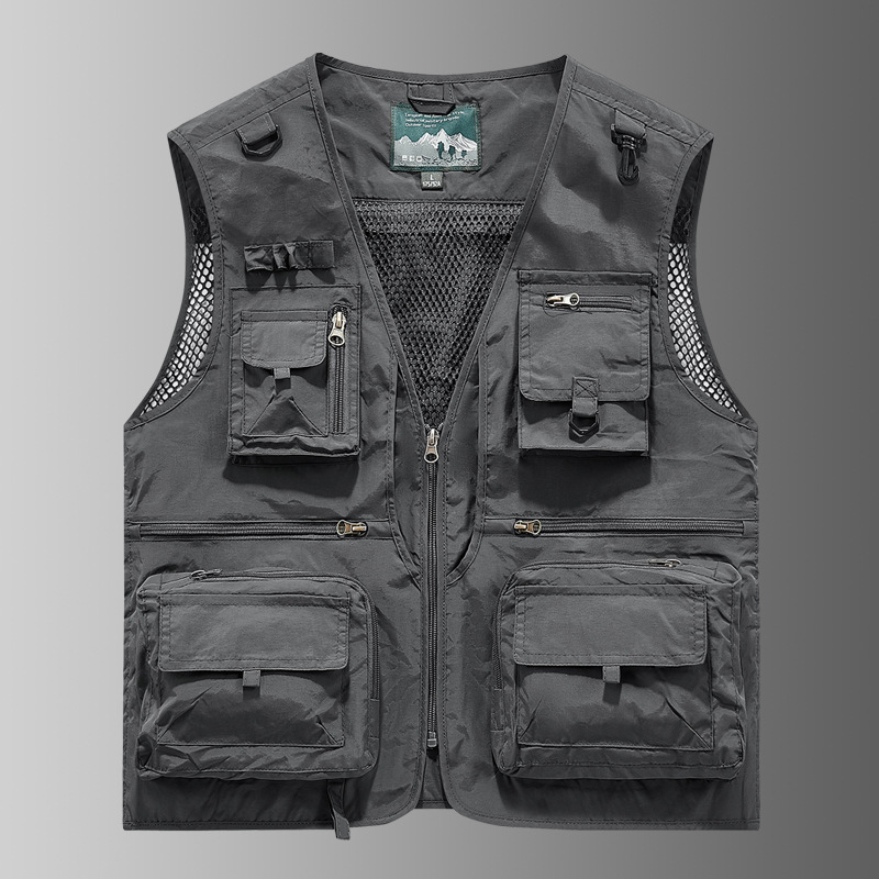 Función de montaña de alta gama para exteriores Chaleco de chaleco multibolsillo Chaleco para fotógrafo de pesca para hombre Chaleco de herramientas personalizado