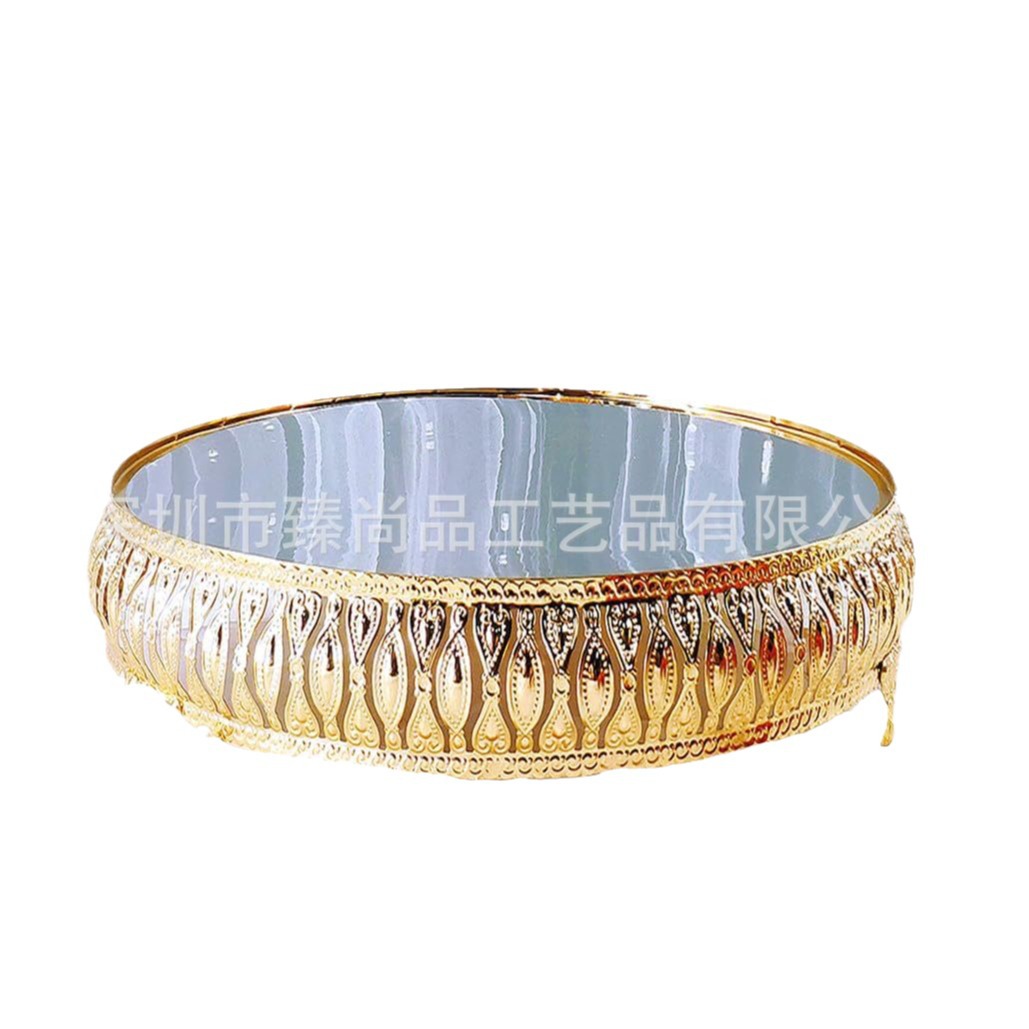 Transfronteriza nueva bandeja de espejo de metal escritorio mesa de té bandeja de almacenamiento modelo decoración de la habitación de vidrio americano plato de fruta image 6