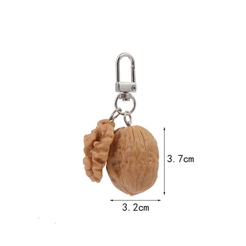 Simulated PVC walnut keychain cute food toy gift nuts funny shape keychain bag charms wholesale