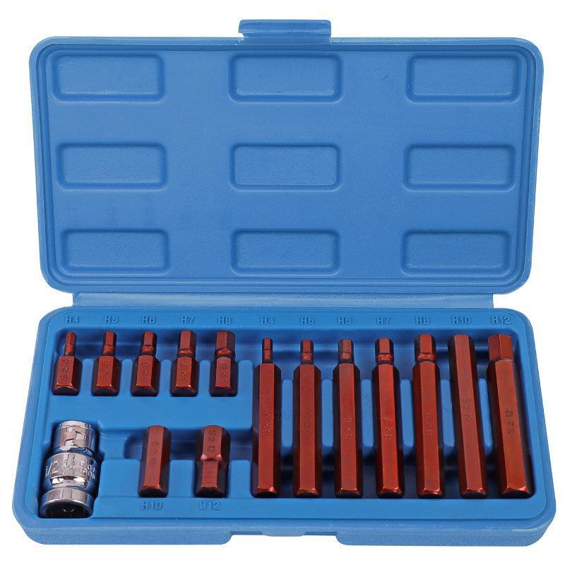 Nuevo 15-pieza hexagonal socket S2 Destornillador hexagonal destornillador cabeza hexagonal destornillador conjunto de herramientas traje