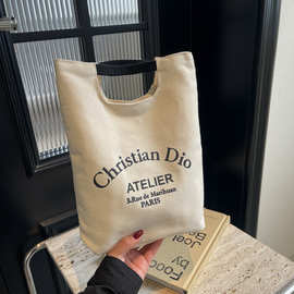 上班族手提袋子书袋日杂附录包便携大容量简约韩版通勤帆布包包女