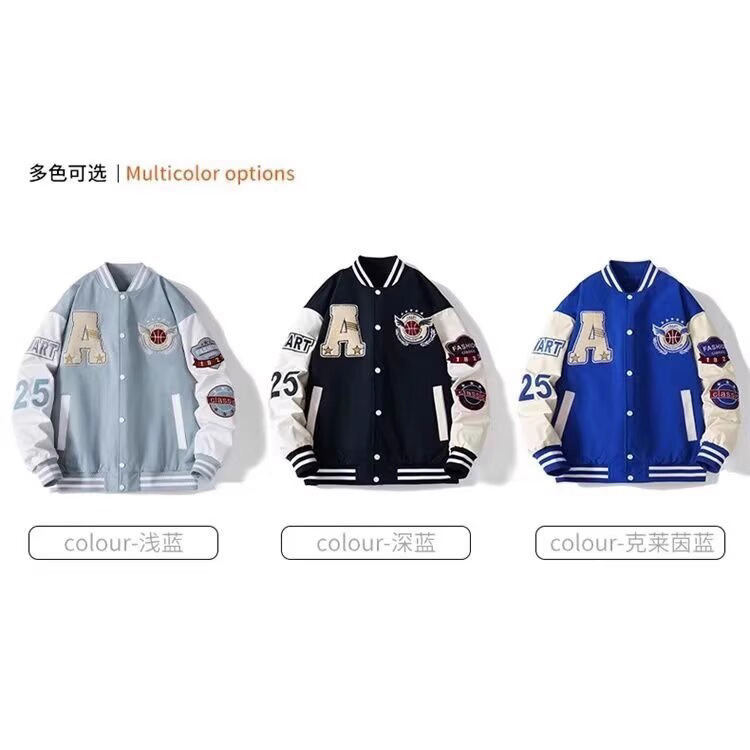 Custom Baseball Jacket Trendy Men's Stand Collar Embroidered Youth Jacket Casual Loose Couple Cardigan Coat Top Jacket Custom Baseball Jacket Trendy Men's Stand Collar Embroidered Youth Jacket Casual Loose Couple Cardigan Coat Top Jacket