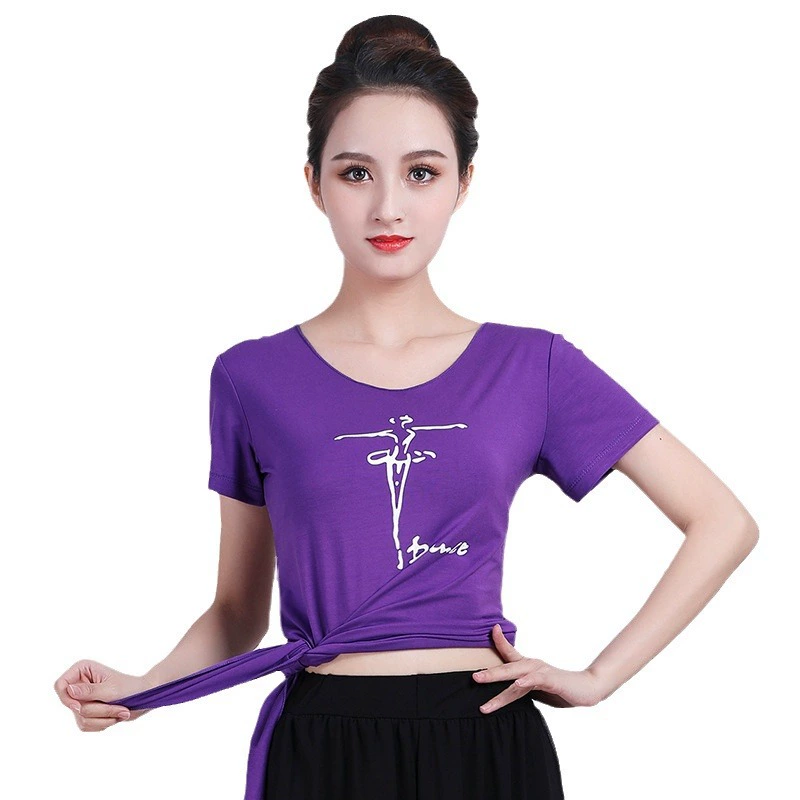 Танцевальная одежда Женский топ весна и лето с короткими рукавами Модаль классический танец современный танец с короткими рукавами топ