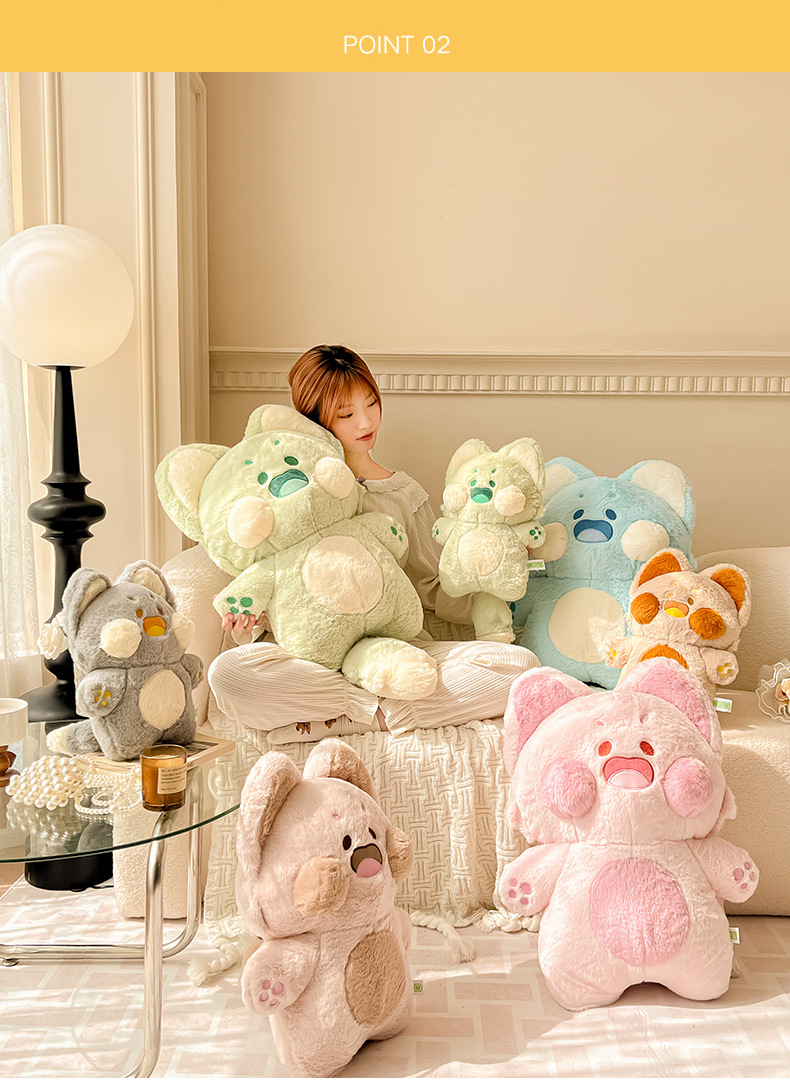 Dudu meow peluche mapache gatito muñeca suave animal relleno_voghion.com