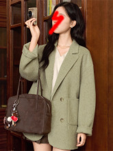 秋冬双面羊毛大衣 中长款小西装款式加厚保暖长毛羊绒毛呢外套女