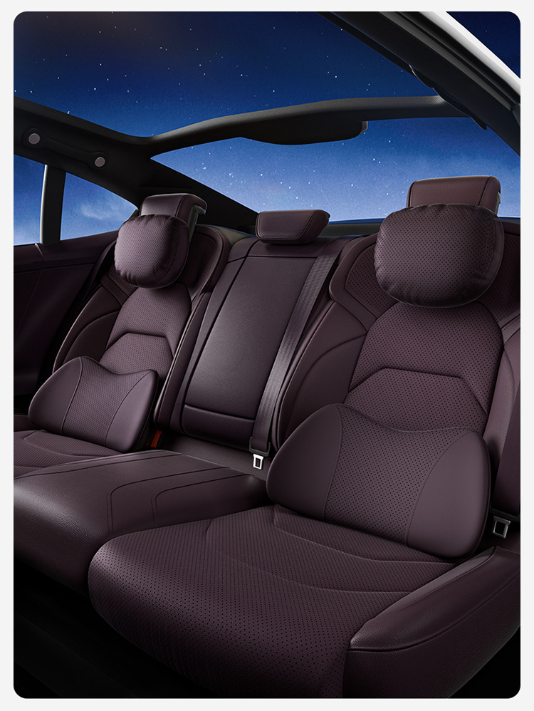 Aichewu Nappa Leather Car Headrest and Lumbar Support, Car Perforated Cushion, Memory Foam Cushion, Car Neck Pillow