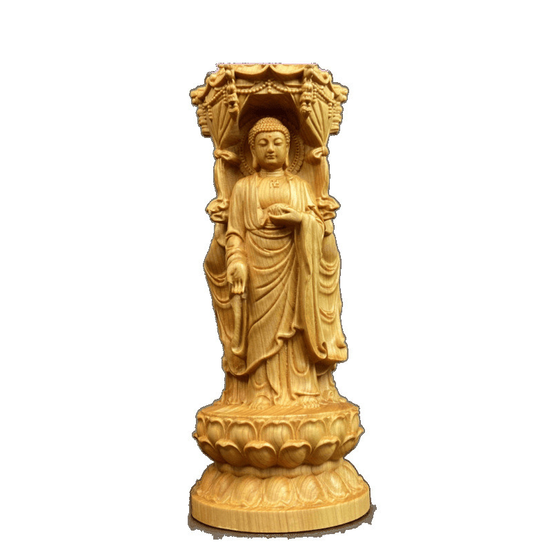 崖柏木彫り西洋三聖高18cm観音工芸品置物創意根彫刻家庭装飾品客間置物|undefined