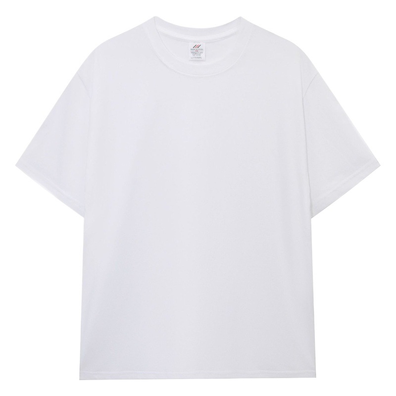 Popular camiseta de manga corta de color sólido de algodón puro de peso pesado de 230 g para hombres y mujeres, camisa base suelta de marca de moda, camiseta corta para niños al por mayor