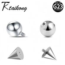 F136钛合金内外牙唇钉尖锥圆球G23钛合金人体穿刺耳钉饰品舌钉