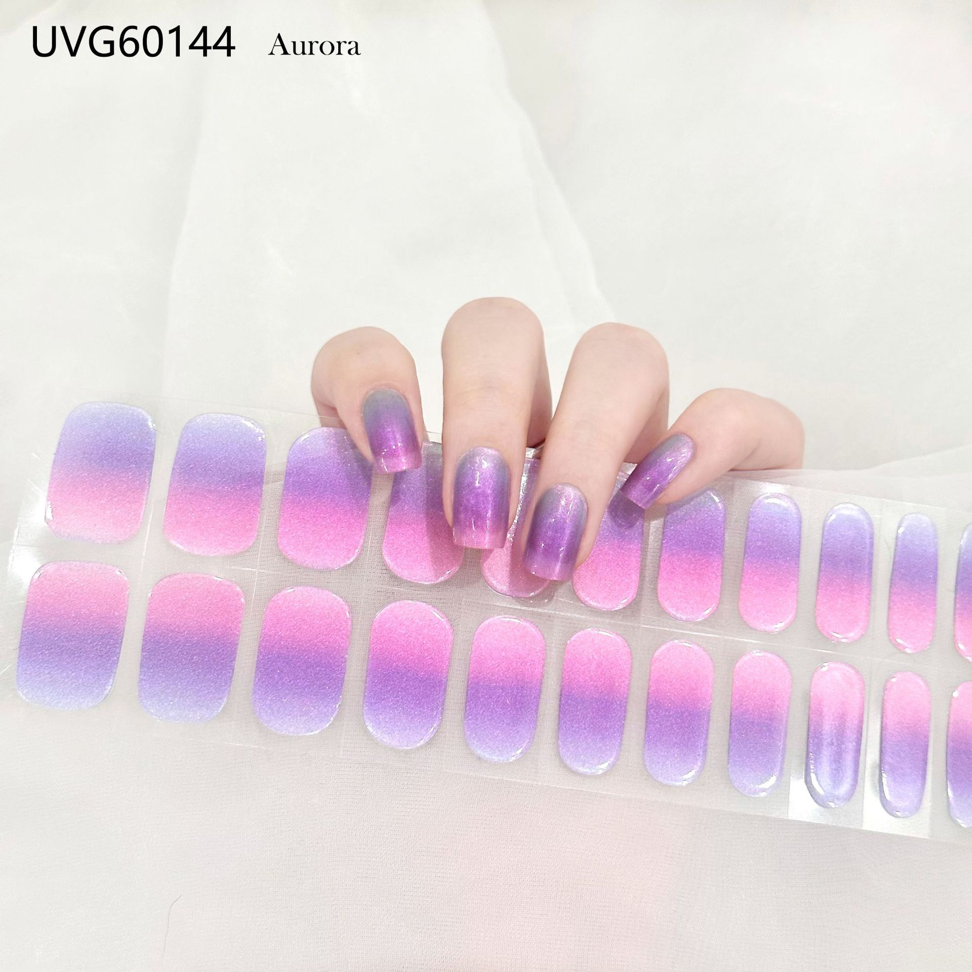 Pegatinas de uñas de gel UV transparentes efecto hielo, semicuradas, con lámina dorada, fototerapia, efecto película de aceite
