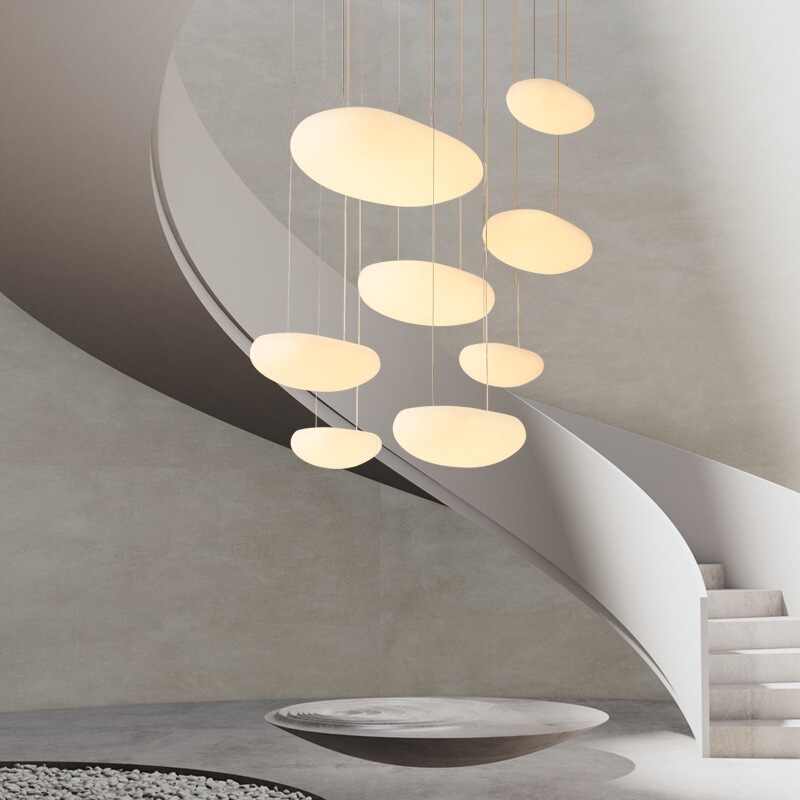 Pebble Stair Lamp Creative Shopping Mall Restaurant Scandinavian Living Room Lamp Simple Modern House Duplex Building Loft Chandelier