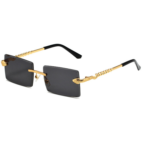  New Snake Metal Cut Edge Sunglasses European and American Square Cut Edge Men's and Women's Trendy Sunglasses SUANGLASSE