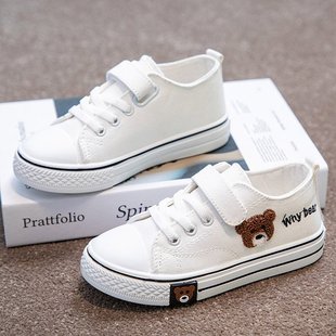 Girls' Shoes 2025 Spring New Children's Canvas Shoes Little Girl's Casual Board Shoes Men's Big Children's Sports White Shoes