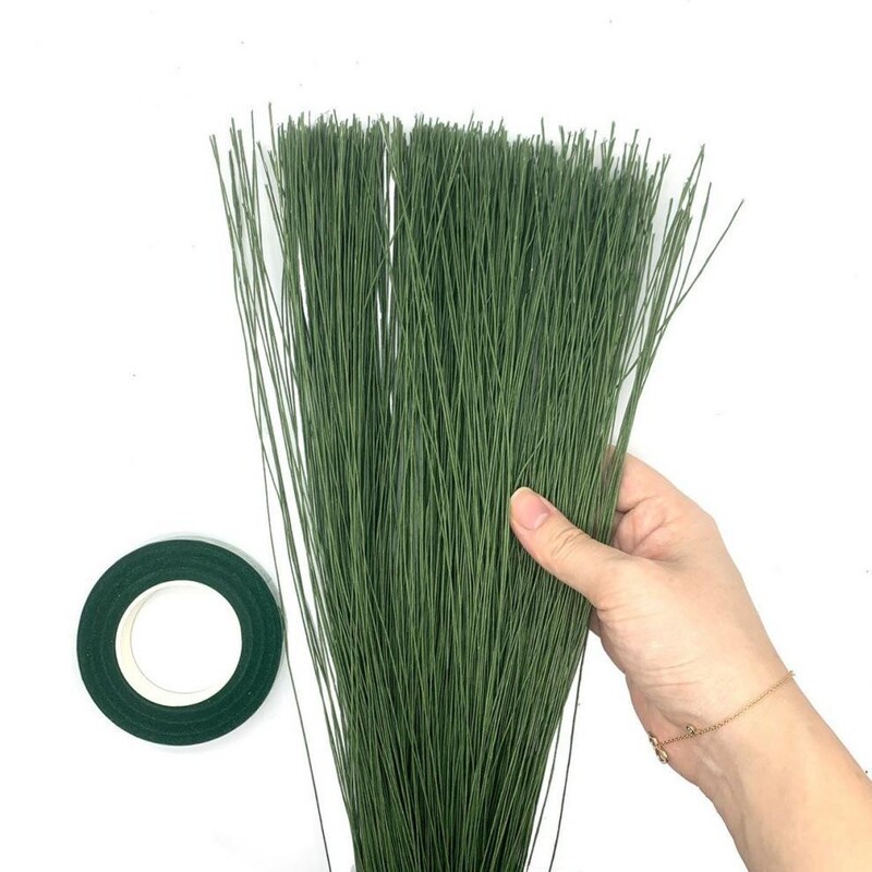 Huayi Flower 60cm Garland Wire Leaf Vein Wire Flower Rose DIY Material 18/26 Paper Wrapped Wire in Stock