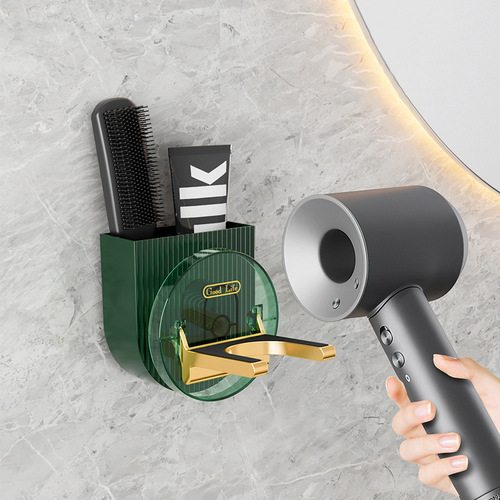 Multifunctional hair dryer rack bathroom wall-mounted punch-free storage rack hair dryer comb storage box wall hanging rack