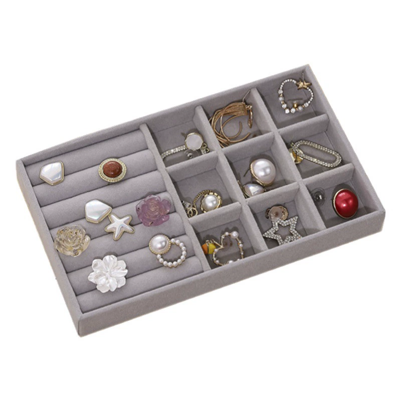 Бархатный поднос для хранения ювелирных украшений в ящике, съемный органайзер для хранения сережек, колец и ожерелий.