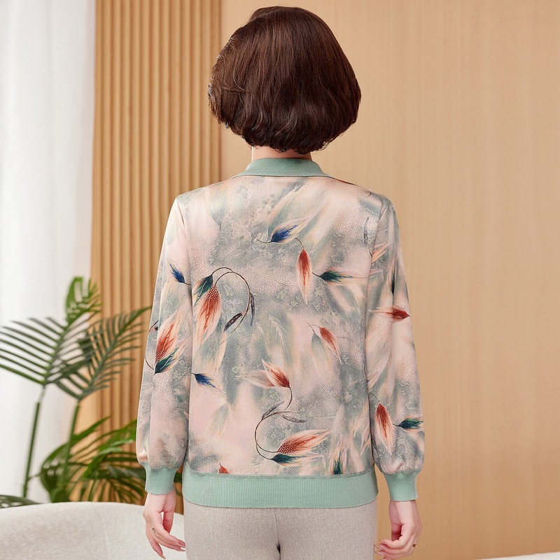 长袖妈妈装秋季女装新款衣服中老年女装印花小衫女中年上衣春秋款|undefined