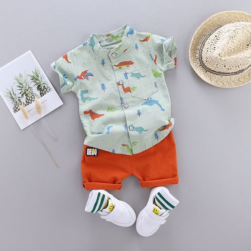 Children's and Kids' Cross-border Wholesale New Summer Cartoon Casual Shirts and Shorts Sets