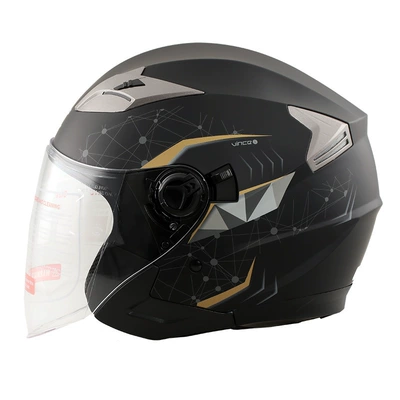 Motosiklet kaskı (dəbilqə) — Helmet Motorcycle Helmet Men's Electric - matte-black-gold-vince-m