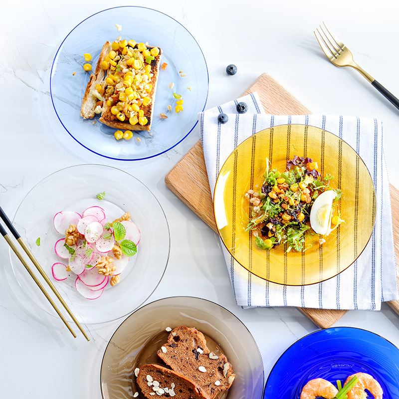Imported Doris Tempered Glass Large Plate European-style Household Commercial Fruit Steak Pasta Plate High-value Plate