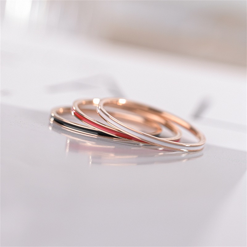 Fashion Stripe Titanium Steel Enamel Rings