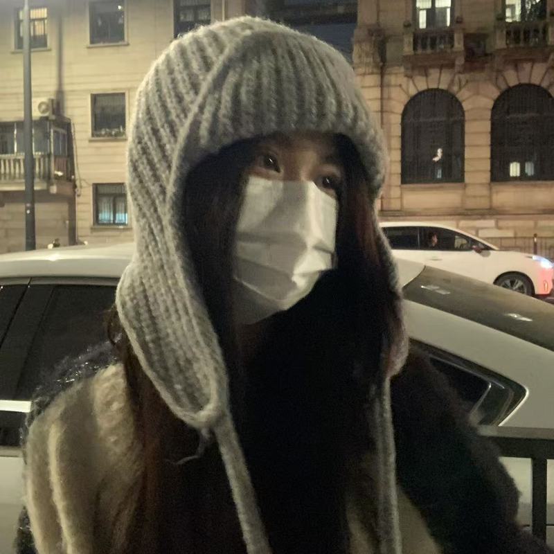冬日氛围感ins韩系针织毛线帽女秋冬季保暖护耳飞行帽滑雪雷锋帽|undefined