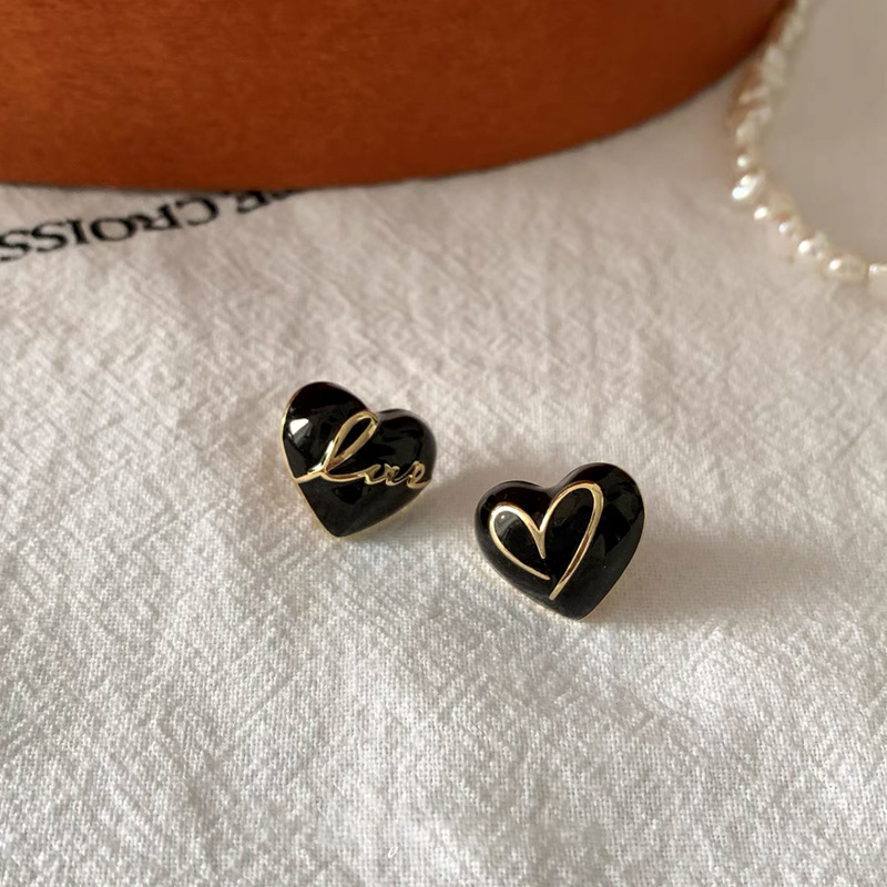 1 Pair Simple Style Heart Shape Plating Alloy Ear Studs display picture 5