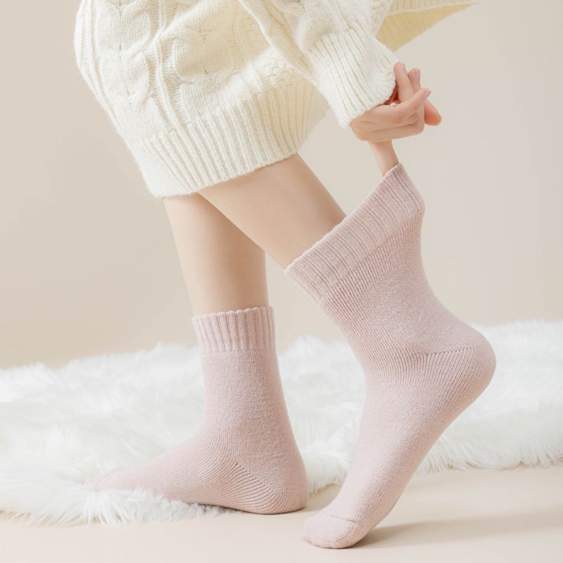 Cashmere, demi-season keep warm winter woolen socks, mid-length